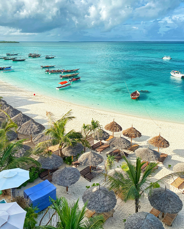 Scuba diver jumping off the boat in zanzibar