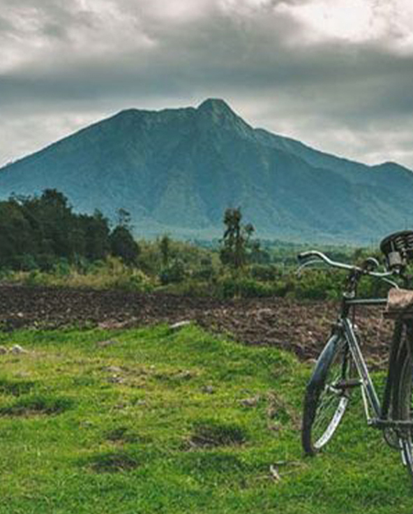 view of virunga volcanoes and mgahinga gorilla national park from kisoro